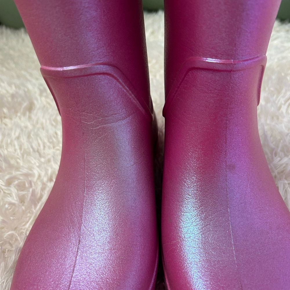 CROCS Shimmer Tall Rain Boots in Metallic Magenta - Picture 9 of 11